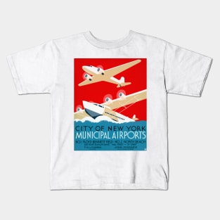 City of New York Municipal Airports, Floyd Bennett Field - North Beach Kids T-Shirt